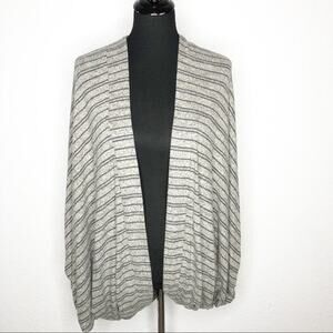 Soft Surroundings gray black striped kimono sleeve knit cardigan size S/M